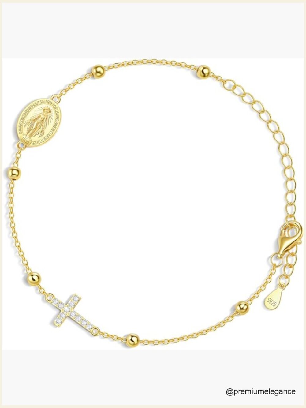 925 Sterling Silver Cross Bracelet Faith Infinity Link Charm